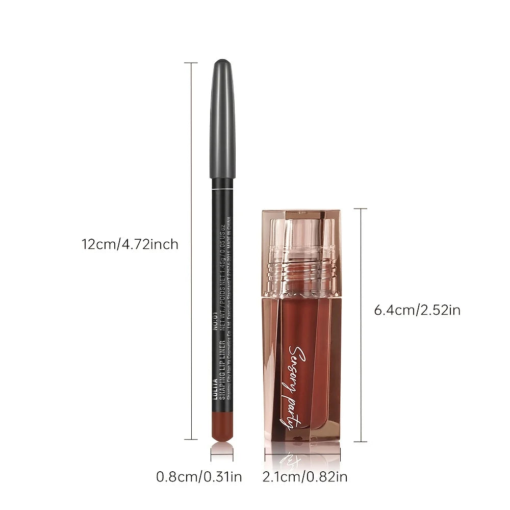 Hydrating Lip Gloss + Lip Liner Kit – Long-Lasting Color & Moisture Lip Set