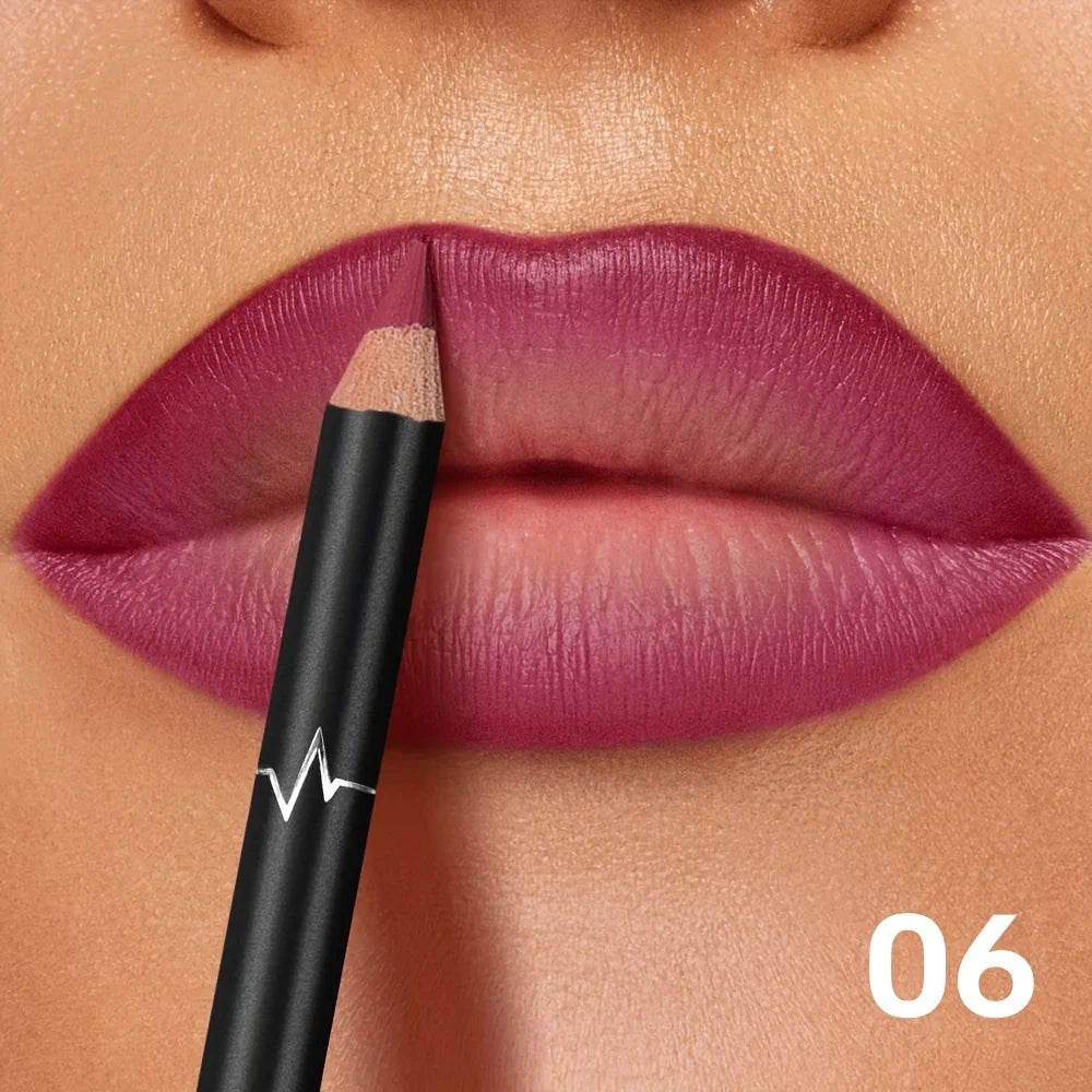 Pudaier 6-Color Waterproof Matte Lip Liner – Long-Lasting Non-Transfer Formula, 6 Versatile Shades