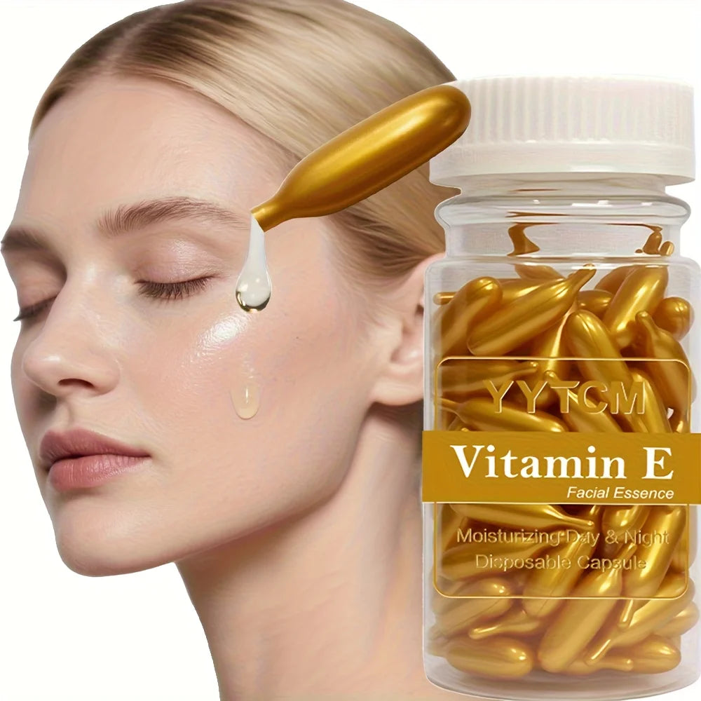 Vitamin E Serum Capsules – Single-Use Hydrating & Moisturizing Facial Essence, 90 Capsules