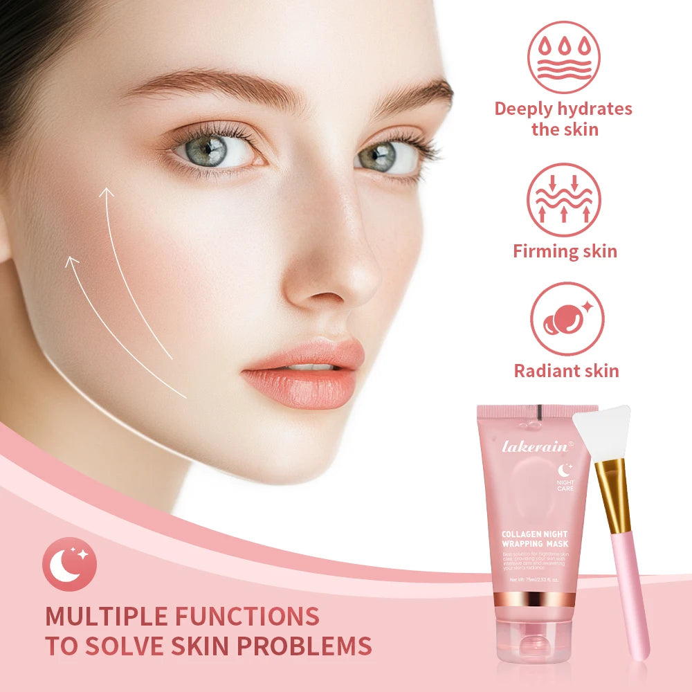 Collagen Wrapping Mask & Brush Set – Korean Rejuvenating Face Mask for Glowy, Elastic Skin