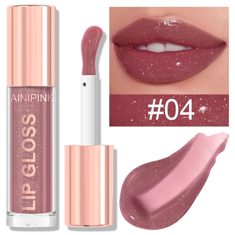 Glitter Lip Gloss Lipstick – Moisturizing Waterproof Lip Tint with High Pigment & Nude Plumper