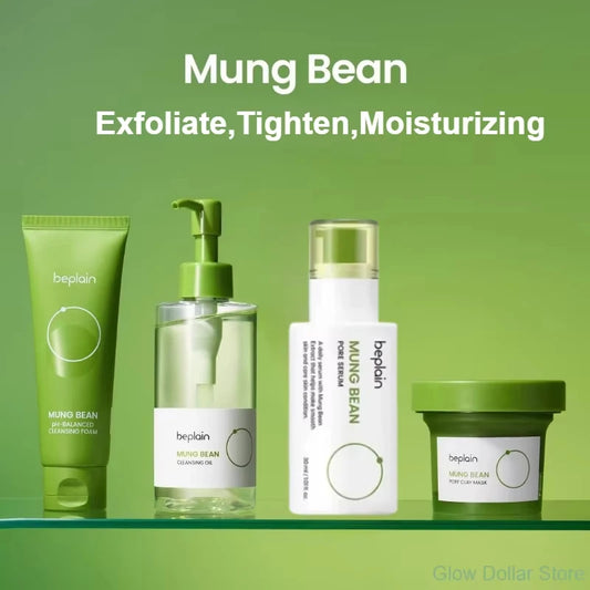 Beplain Mung Bean Pore Clearing Duo - Deep Cleansing Oil & Pore Clay Mask | Korean Skincare Set for Blackhead Removal & Clogged Pores