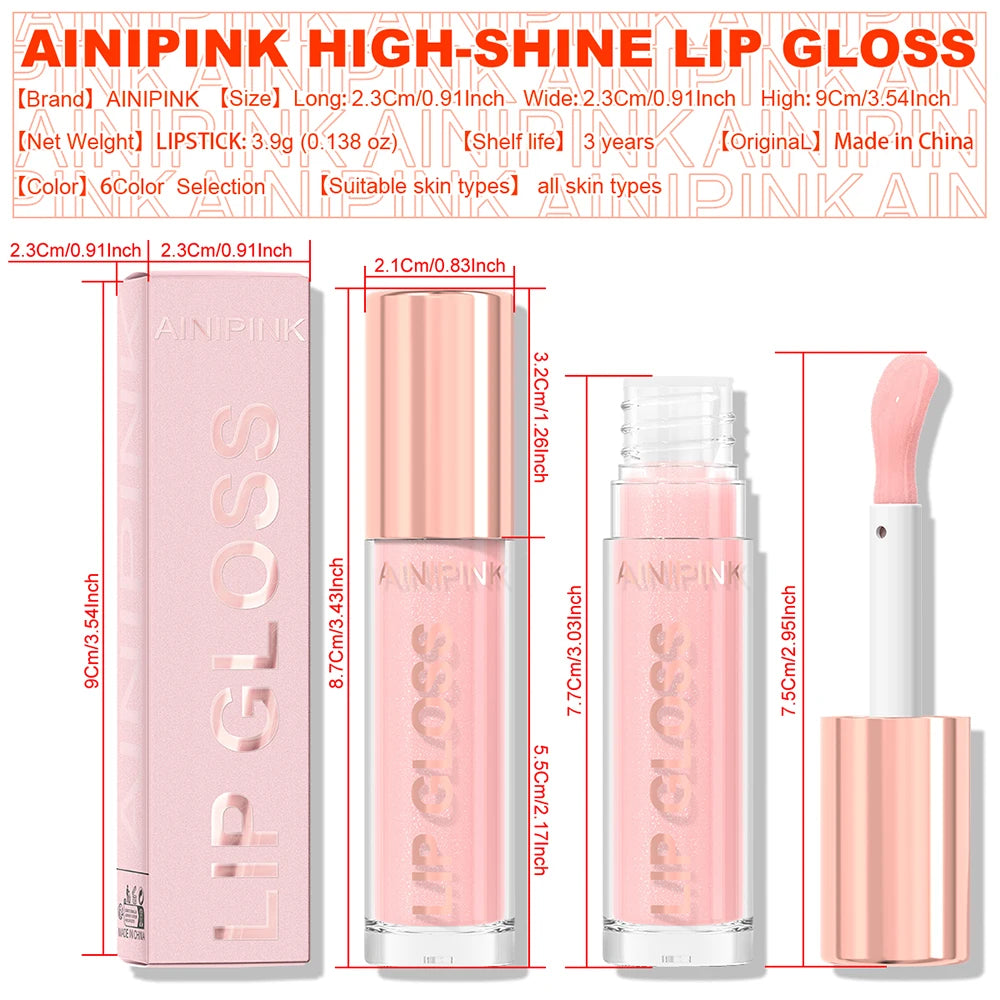 Glitter Lip Gloss Lipstick – Moisturizing Waterproof Lip Tint with High Pigment & Nude Plumper